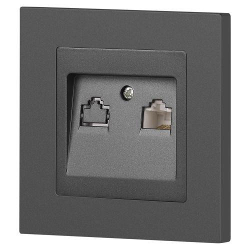 картинка Розетка компьютерная 1-м СП Accent 6-303-07 RJ45 IP20 графит Intro Б0063638