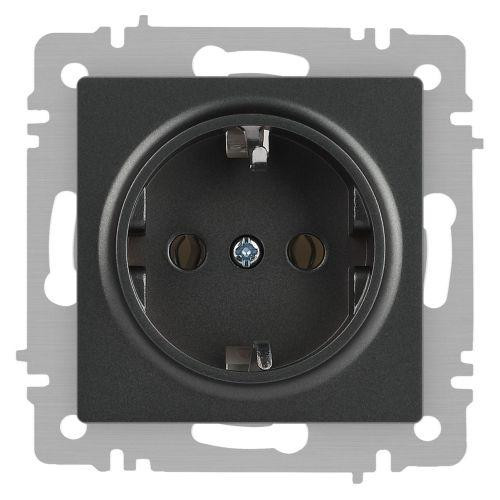 картинка Розетка 1-м СП Accent 6-202-07 16А IP20 250В 2P+E Schuko графит Intro Б0063697