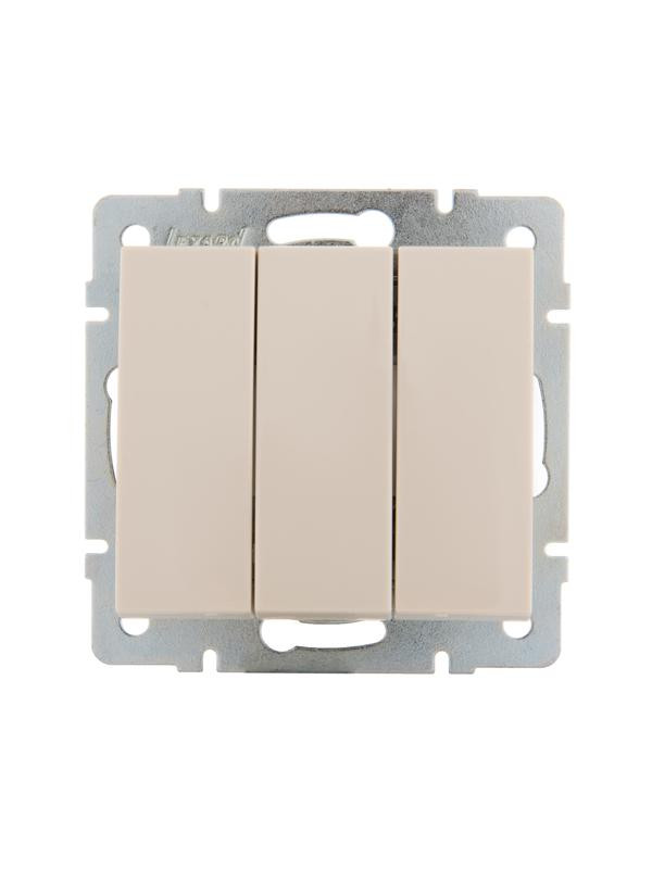 картинка Выключатель 3-кл. СП Rain IP20 механизм крем. LEZARD 703-0388-109