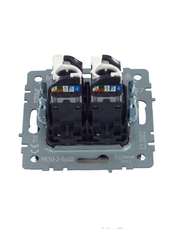 картинка Розетка компьютерная двойн. СП RJ45 кат.5E BRITE РК10-2-БрШ механизм шампань IEK BR-K20-1-K37