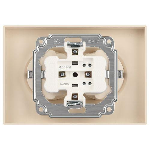 Розетка 2-м СП Accent 6-205-03 16А IP20 250В 2P+E Schuko AL/CU алюм. Intro Б0063490