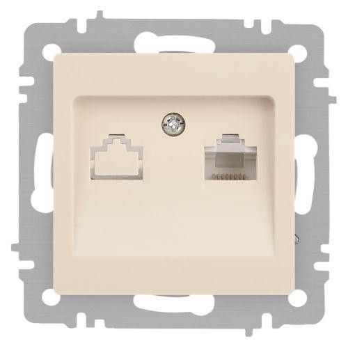 картинка Розетка компьютерная 1-м СП Accent 6-303-02 RJ45 IP20 сл. кость Intro Б0063627