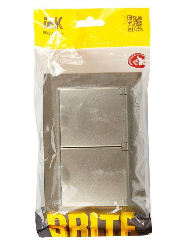 картинка Розетка 2-м СП BRITE РСбш12-3-44-БрШ 16А в сборе IP44 с крышкой шампань IEK BR-R26-16-44-K37-F