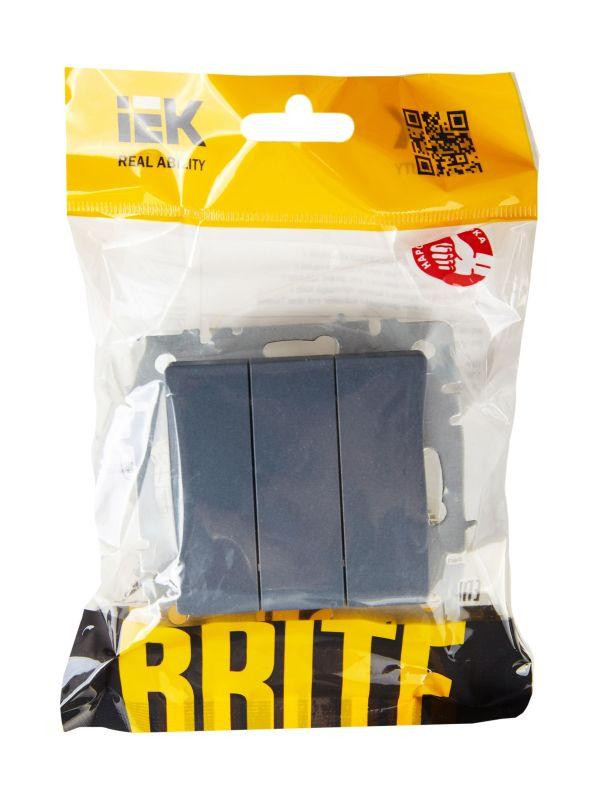 картинка Выключатель 3-кл. СП BRITE ВС10-3-0-БрМ 10А механизм маренго IEK BR-V30-0-10-K35