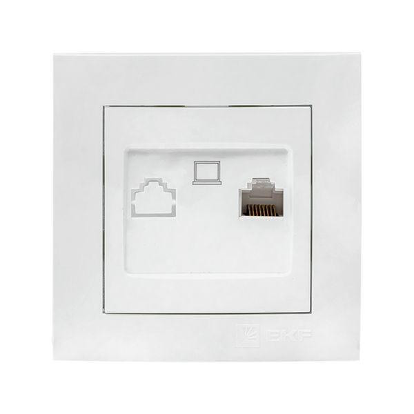 картинка Розетка компьютерная 1-м СП Валенсия RJ45 бел. PROxima EKF EWK01-035-10