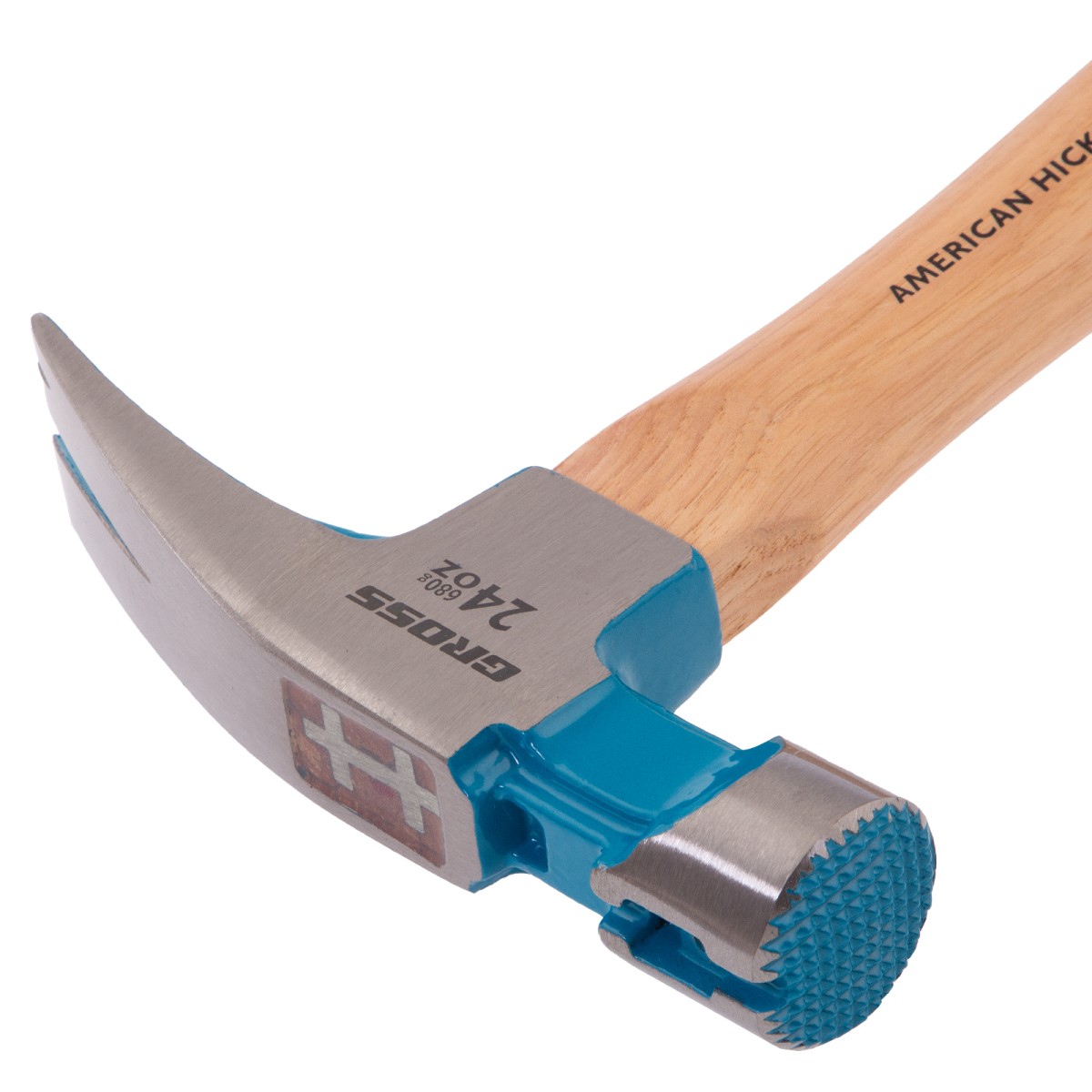 картинка Молоток-гвоздодер, 680 г, угол 75, магнит, обрезиненная рукоятка AMERICAN HICKORY GROSS