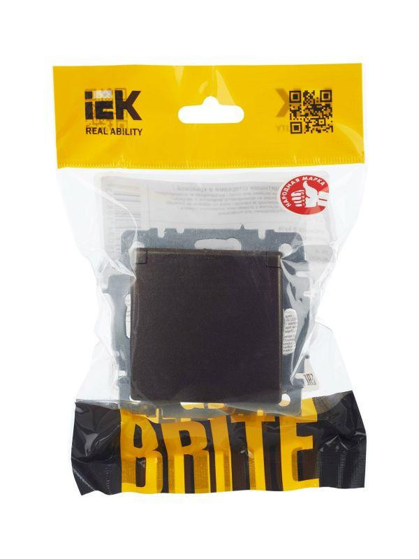 картинка Розетка BRITE РСбш10-3-БрТБ 16А IP20 с заземл. защ. шторки с крышкой механизм бронза IEK BR-R16-16-K45