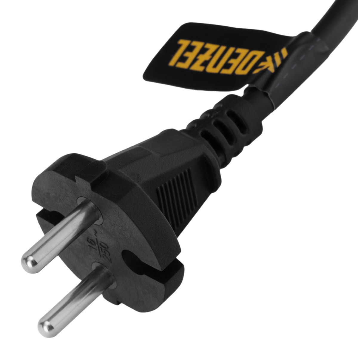 картинка Шнур сетевой Energy Series, ПВС, 3 м, 2 x 1,5 мм, с неразборной вилкой, черный, Denzel