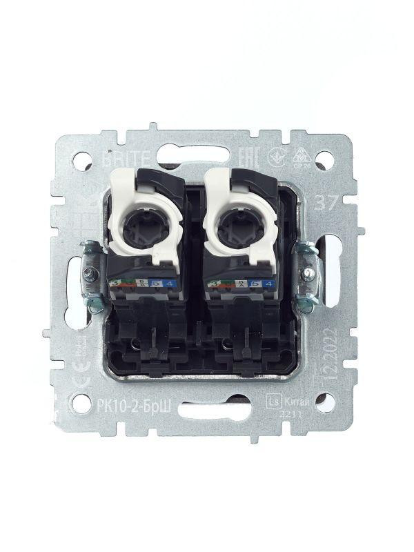 картинка Розетка компьютерная двойн. СП RJ45 кат.5E BRITE РК10-2-БрШ механизм шампань IEK BR-K20-1-K37