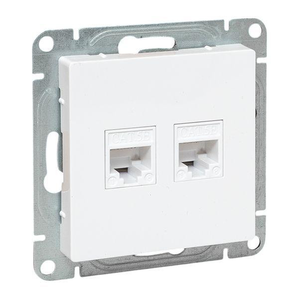 Розетка компьютерная 2-м СП Эпика RJ45 кат.5 механизм бел. EKF UP1-SOW-2RJ45-5