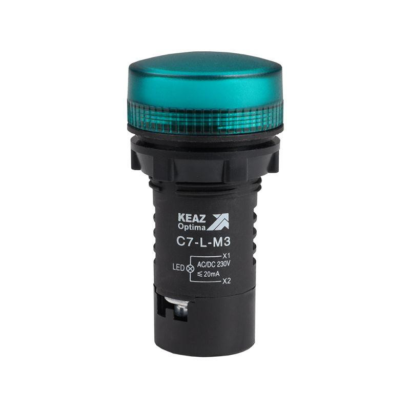 Лампа светодиодная OptiSignal Compact D22 С7-L-M3 зел. 230В AC/DC XB7EV03MP КЭАЗ 362159