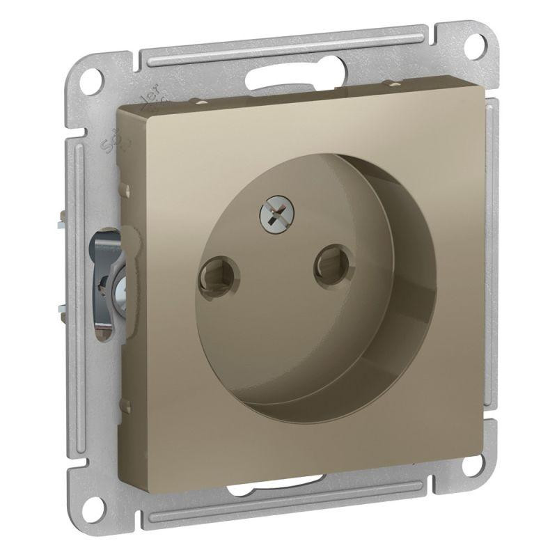 картинка Розетка 1-м СП AtlasDesign 16А IP20 без заземл. защ. шторки механизм шампань SE ATN000549