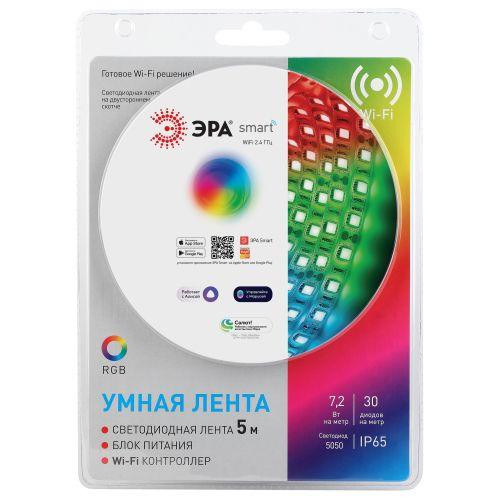 картинка Лента светодиодная 5050-30-RGB-IP65-Wifi 12В разноцвет. (уп.5м) Эра Б0043446
