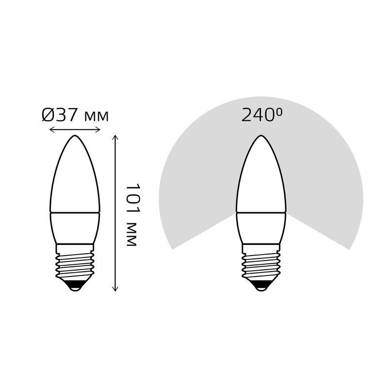 картинка Лампа светодиодная Black 9.5Вт свеча 3000К тепл. бел. E27 890лм GAUSS 103102110