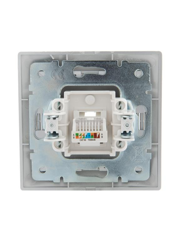 картинка Розетка компьютерная 1-м СП Mira RJ45 сер. метал. LEZARD 701-1010-139