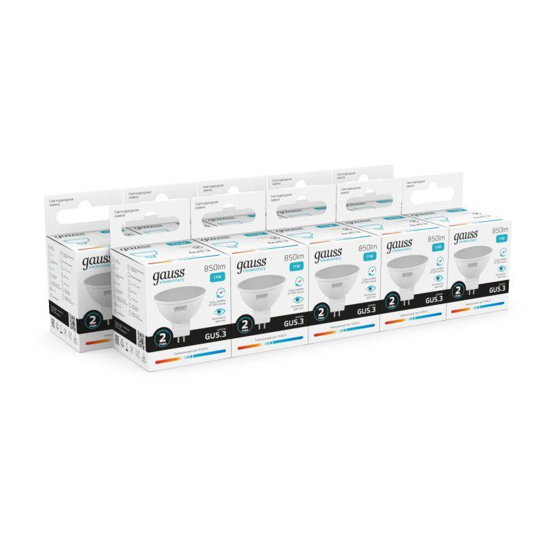 картинка Лампа светодиодная Elementary 11Вт MR16 софит 4100К нейтр. бел. GU5.3 850лм GAUSS 13521
