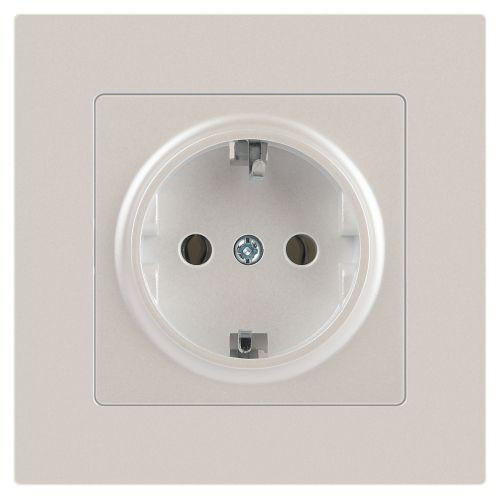 картинка Розетка 1-м СП Accent 6-202-06 16А IP20 250В 2P+E Schuko перламутр. Intro Б0063695