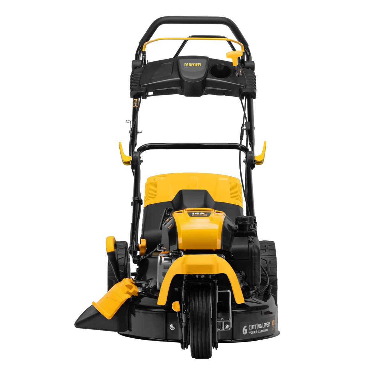 картинка Бензиновая газонокосилка GLT-460SP-T, Trike 149 см3, 46 см, привод, панель, 60л Denzel