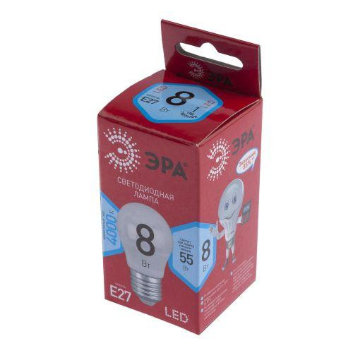 картинка Лампа светодиодная RED LINE LED P45-8W-840-E27 R 8Вт P45 шар 4000К нейтр. бел. E27 Эра Б0049645