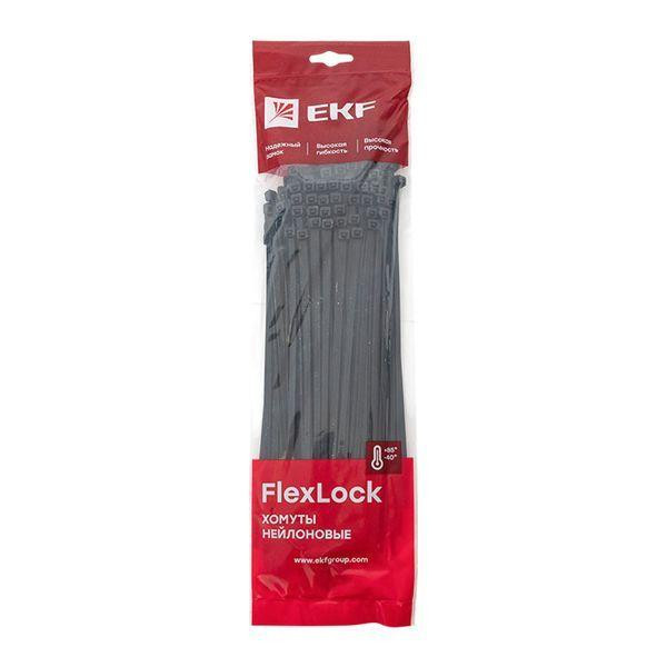 картинка Хомут P6.6 4.8х250 FlexLock стандартный черн. (уп.100шт) PROxima EKF plc-fl-ctsb-4.8x250