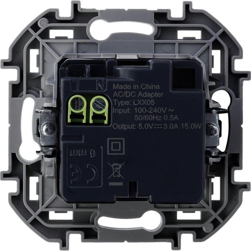 картинка Устройство зарядное Inspiria с 2-мя USB разьемами A и C 240В/5В 3000мА алюм. IEK 673762