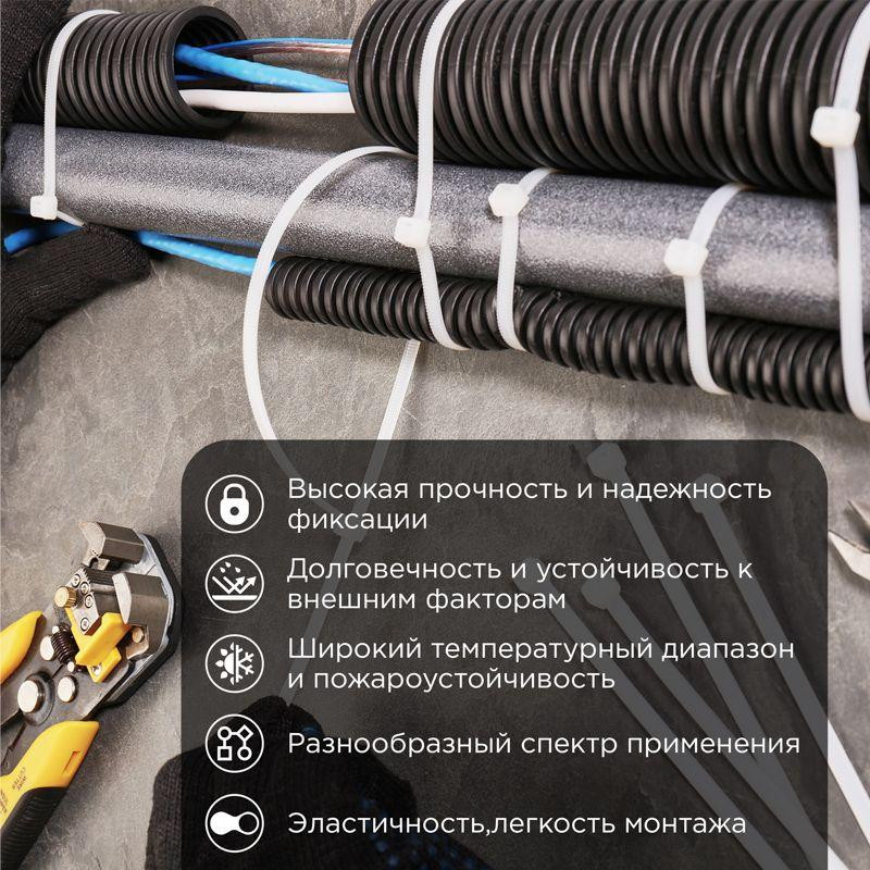 картинка Хомут кабельный 9.0х700 нейл. бел. (уп.100шт) Rexant 07-0700-9