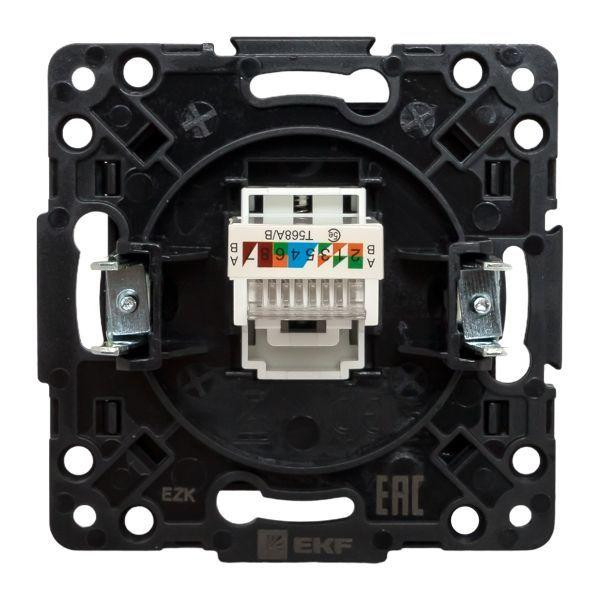 картинка Розетка компьютерная 1-м Стокгольм RJ45 механизм черн. PROxima EKF EZK01-035-10