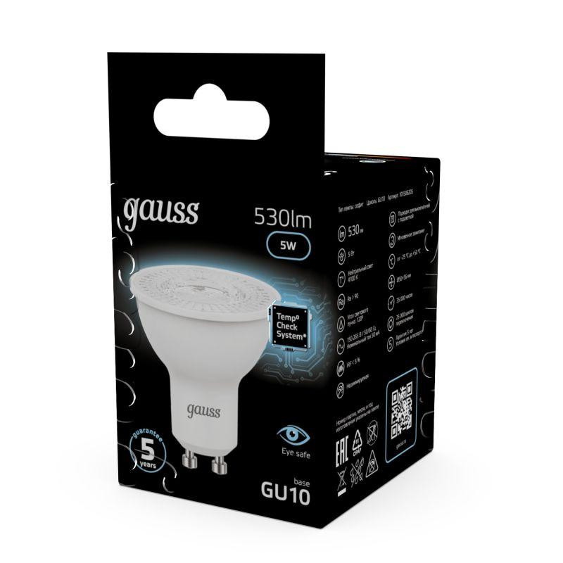 картинка Лампа светодиодная Black 5Вт MR16 софит 4100К нейтр. бел. GU10 530лм GAUSS 101506205