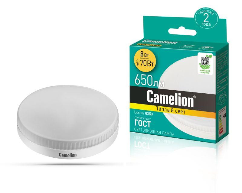 Лампа светодиодная LED8-GX53/830/GX53 8Вт 220В Camelion 13474