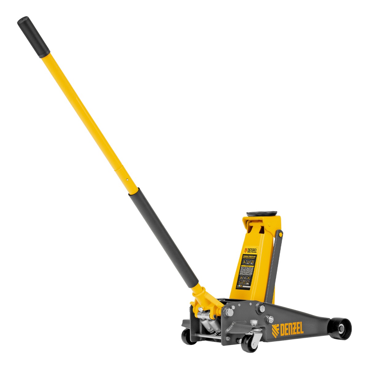 картинка Домкрат гидравлический подкатной, 3 т, 125-470 мм, быстрый подъем, проф. Denzel