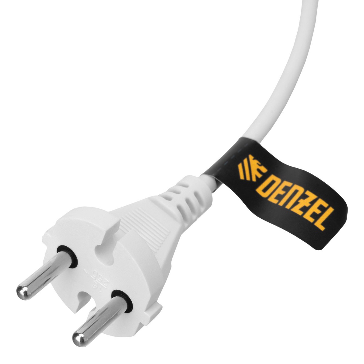 картинка Шнур сетевой Energy Series, ПВС, 3 м, 2 x 1 мм, с неразборной вилкой, белый, Denzel
