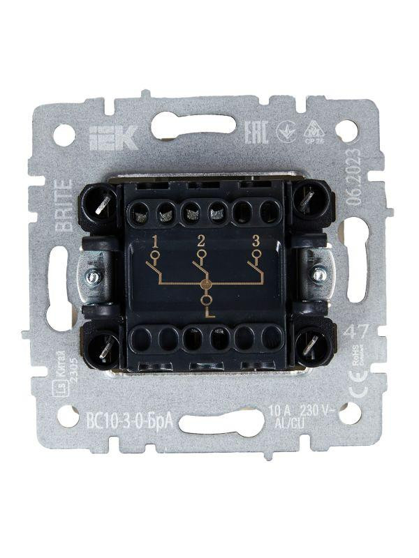 картинка Выключатель 3-кл. СП BRITE ВС10-3-0-БрА 10А механизм алюм. IEK BR-V30-0-10-K47