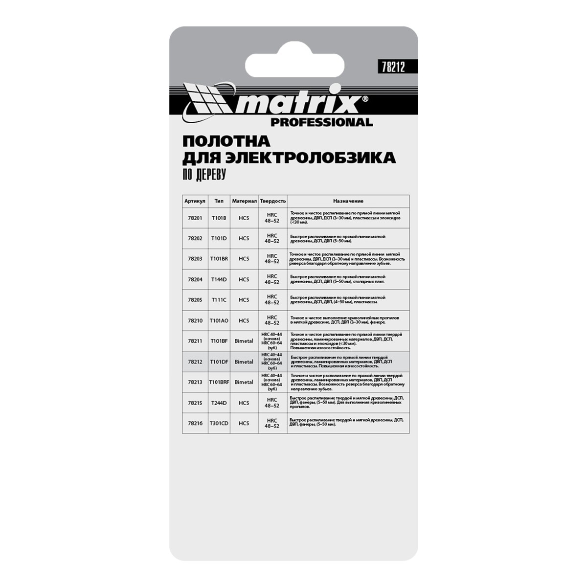 картинка Полотна для электролобзика по дереву, 3 шт, T101DF, 75 x 4 мм, Bimetal Matrix Professional