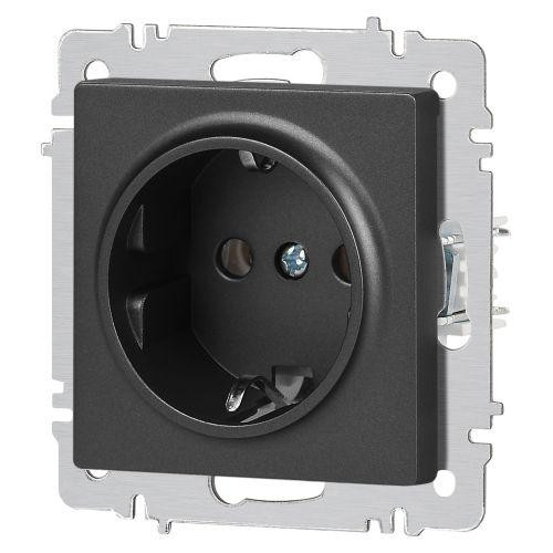картинка Розетка 1-м СП Accent 6-202-07 16А IP20 250В 2P+E Schuko графит Intro Б0063697
