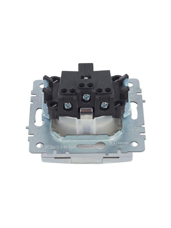 картинка Розетка BRITE РСбш10-3-44-БрА 16А IP44 с заземл. защ. шторки с крышкой механизм алюм. IEK BR-R16-16-44-K47