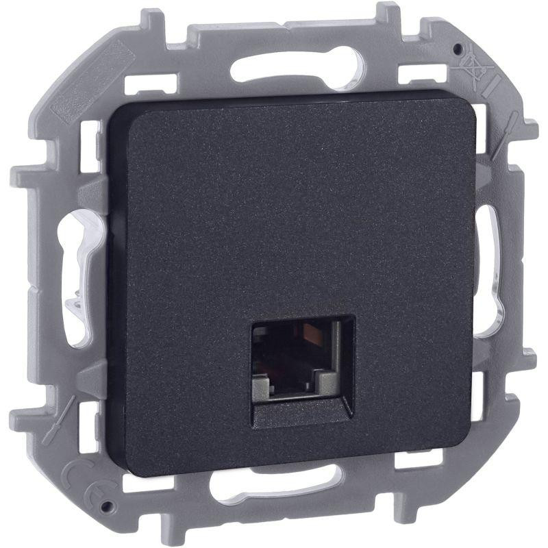 Розетка компьютерная Inspiria RJ45 кат.6 UTP механизм антрацит IEK 673833