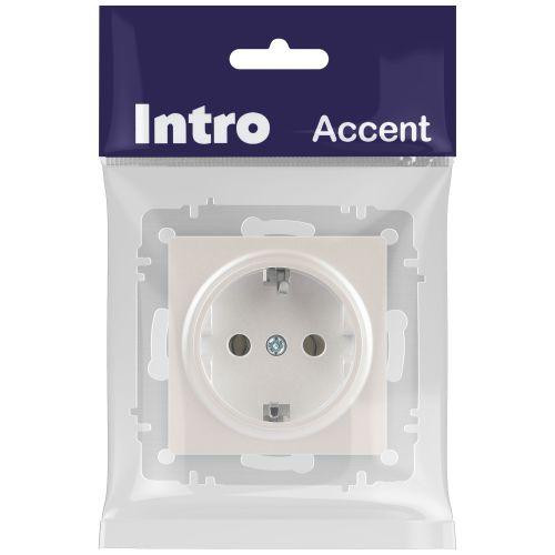 картинка Розетка 1-м СП Accent 6-202-06 16А IP20 250В 2P+E Schuko перламутр. Intro Б0063695