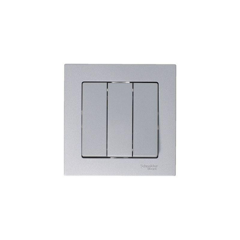 картинка Выключатель 3-кл. СП AtlasDesign 10А IP20 (сх. 1+1+1) 10AX механизм алюм. SE ATN000331