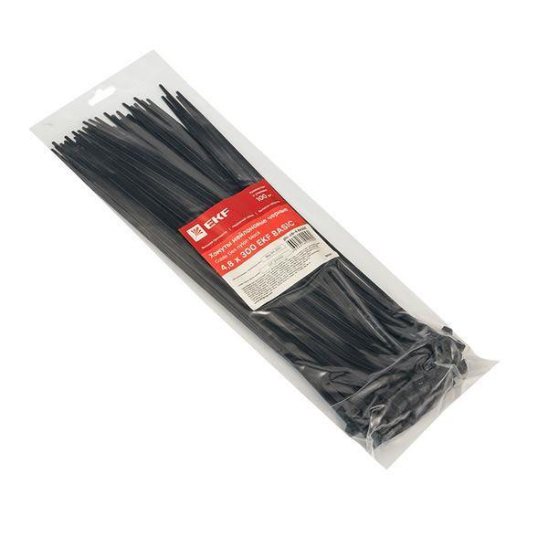 картинка Хомут кабельный 4.8х300 нейл. черн. (уп.100шт) EKF plc-cb-4.8x300