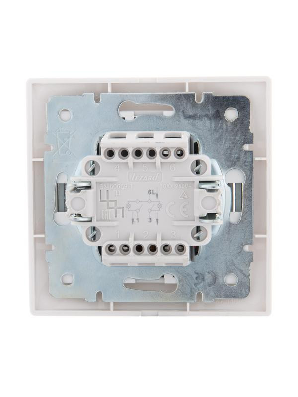 картинка Выключатель 2-кл. СП Mira 10А IP20 с подсветкой с сер. вставкой бел. LEZARD 701-0215-112