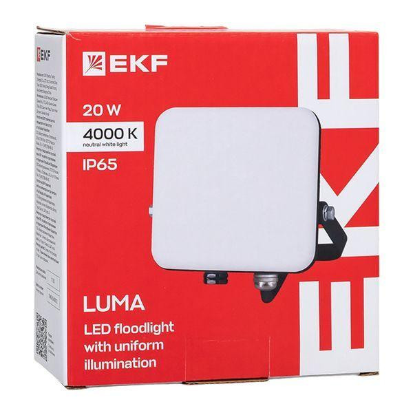 Прожектор светодиодный СДО-4002 20Вт 4000К IP65 с равномерной засветкой LUMA EKF FLL-4002-20-4000