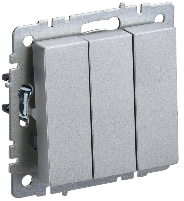 картинка Выключатель 3-кл. СП BRITE ВС10-3-0-БрА 10А механизм алюм. IEK BR-V30-0-10-K47