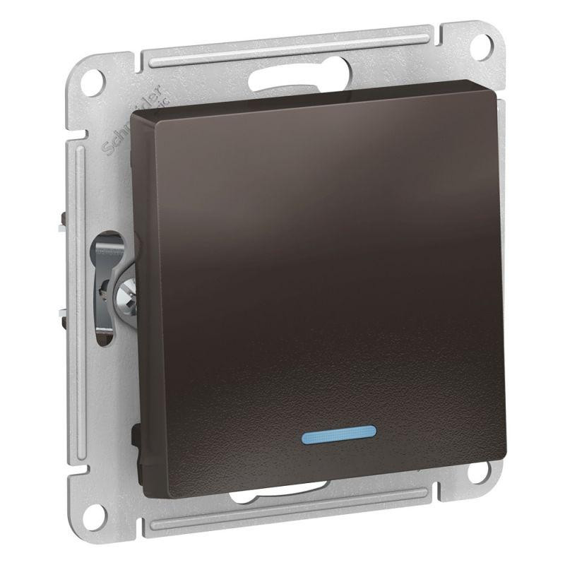 картинка Выключатель 1-кл. СП AtlasDesign 10А IP20 (сх. 1а) 10AX с подсветкой механизм мокко SE ATN000613
