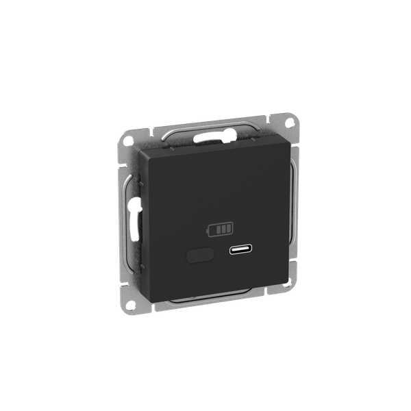 картинка Розетка СП Эпика USB-С быстрая механизм черн. EKF UP1-SOB-USBCF