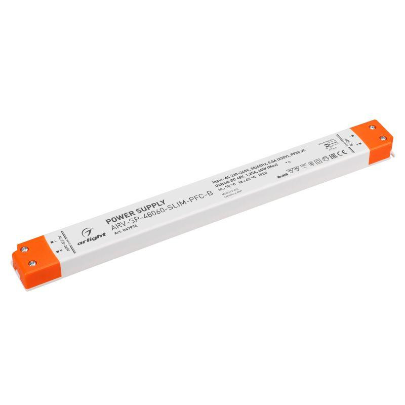 Блок питания ARV-SP-48060-SLIM-PFC-B (48В 1.25А 60Вт) IP20 пластик Arlight 047974