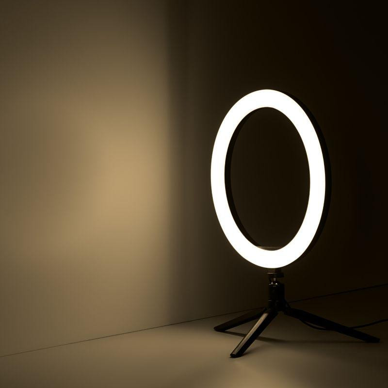 картинка Светильник светодиодный настольный Ring 15Вт 3000-6500К 800лм 5В с USB-разъемом кольцевой черн. GAUSS RL003
