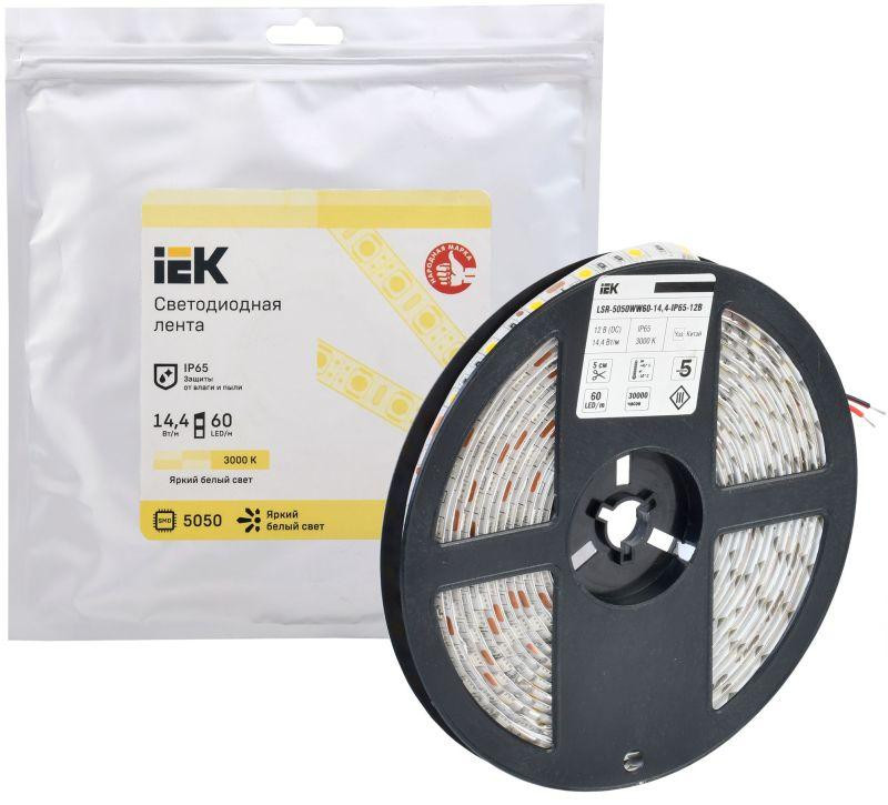 картинка Лента светодиодная LED LSR-5050WW60-14.4-IP65-12В (уп.5м) IEK LSR2-1-060-65-3-05