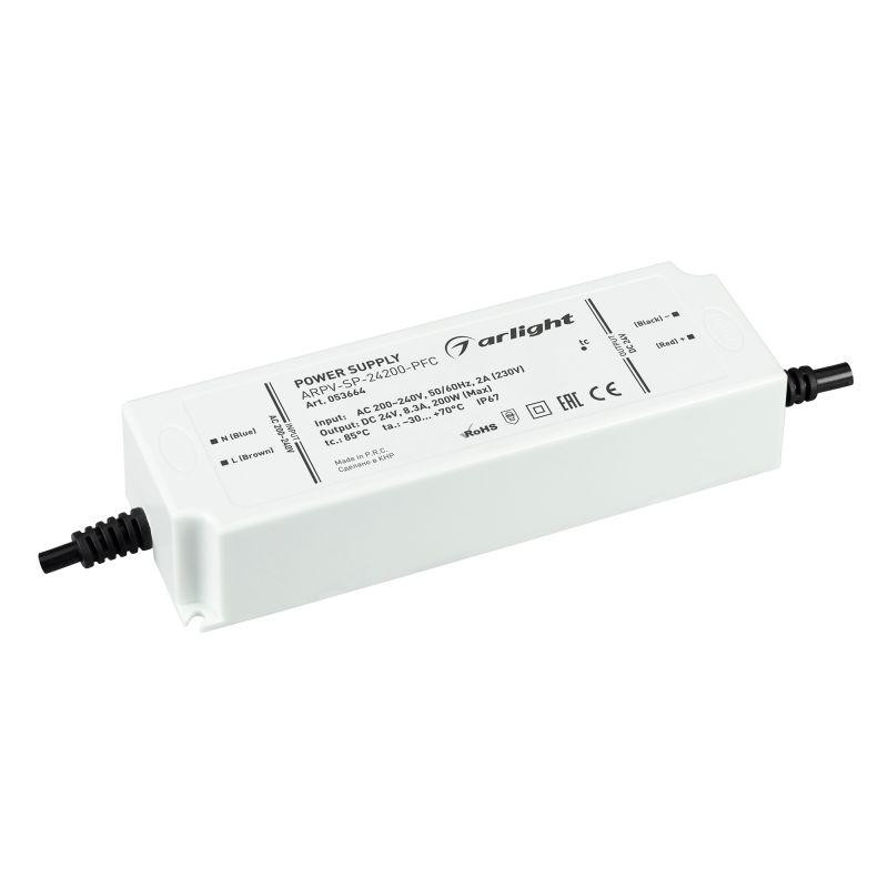Блок питания ARPV-SP-24200-PFC 24В 8.3А 200Вт IP67 пластик Arlight 053664