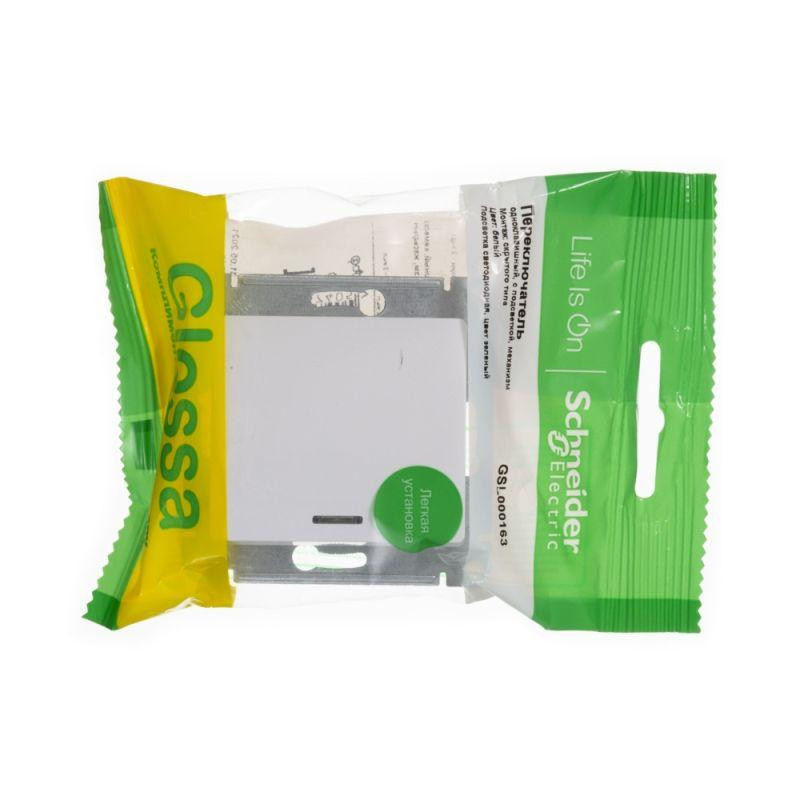 картинка Переключатель проходной 1-кл. СП Glossa 10А IP20 (сх. 6а) 10AX с подсветкой механизм бел. SE GSL000163