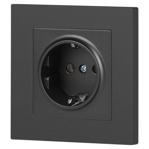 картинка Розетка 1-м СП Accent 6-202-07 16А IP20 250В 2P+E Schuko графит Intro Б0063697